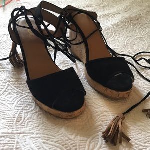 Black Lace Up Wedges